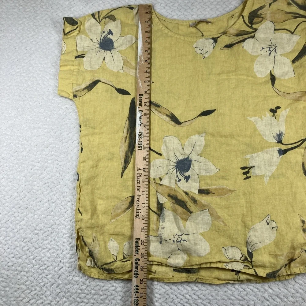 Bellambia 100% Linen Top‎ Women's Medium Floral Boho Coastal Italy Lagenlook